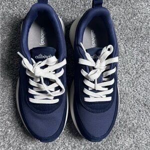 Allbirds Dark Blue Sneakers with Cream Laces